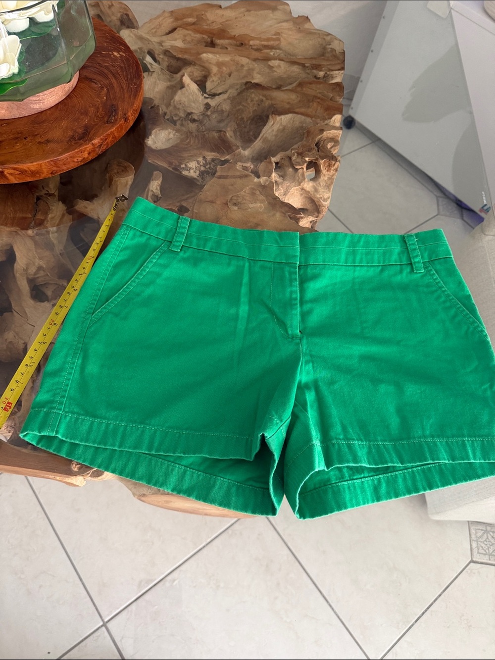 J. Crew Bright Green High-Waist Cotton Shorts